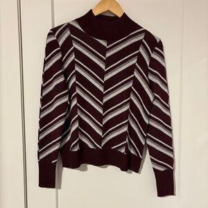 RW&CO Burgundy & Gray Chevron Turtleneck Sweater | Small | Retro Chic